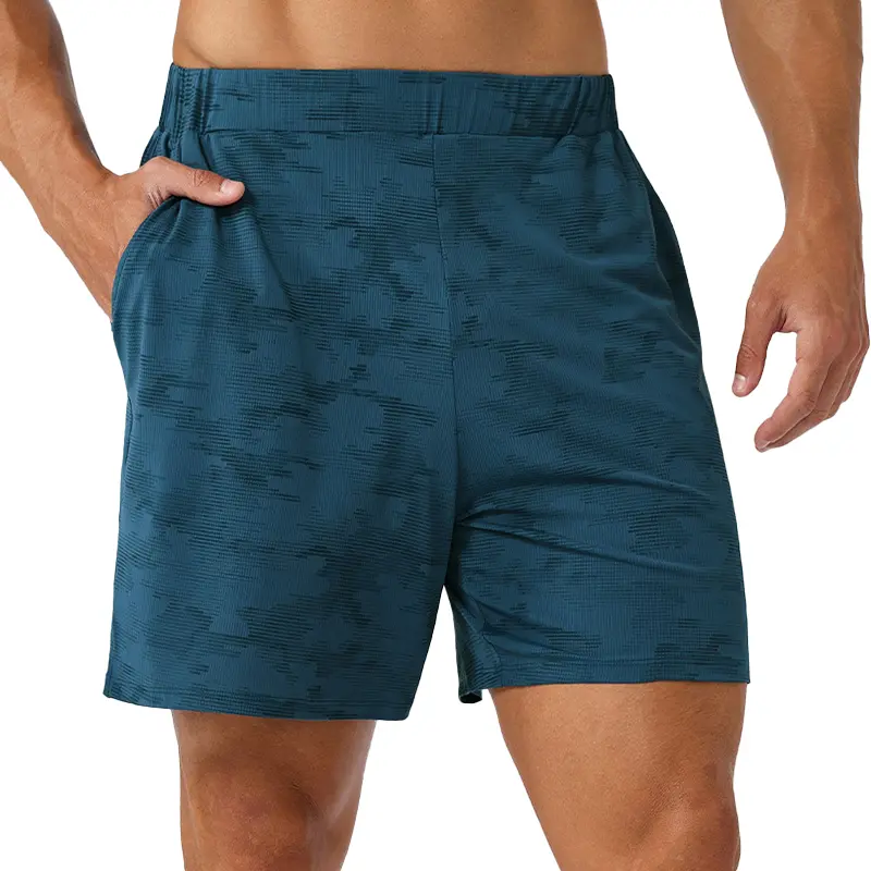 Men's Teal Patterned Gym Shorts