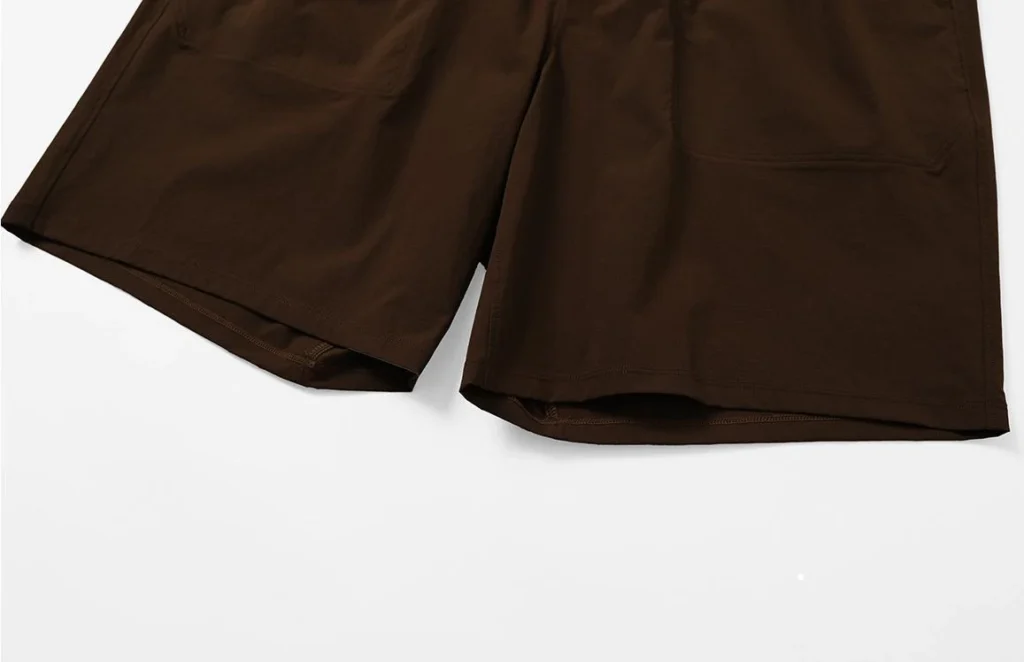 athletic shorts manufacturer dark brown athletic shorts waistband and pocket detail