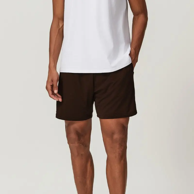 athletic shorts manufacturer dark brown mesh athletic shorts with casual outfit