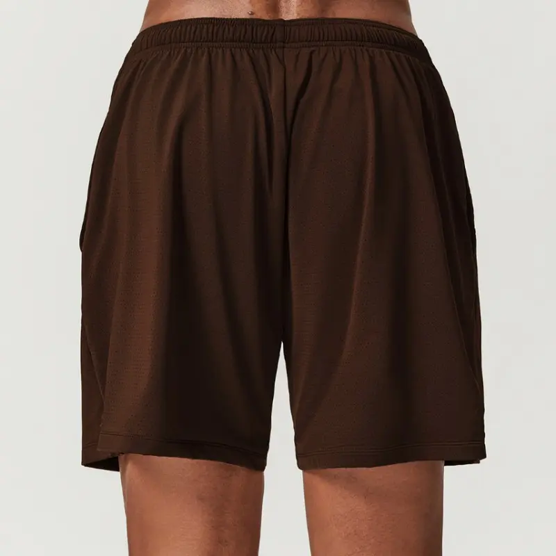 athletic shorts manufacturer dark brown mesh athletic shorts back view