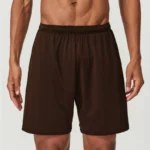 athletic shorts manufacturer dark brown mesh athletic shorts with elastic waistband