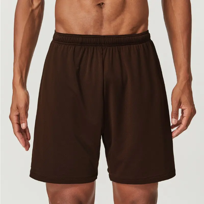 athletic shorts manufacturer dark brown mesh athletic shorts with elastic waistband