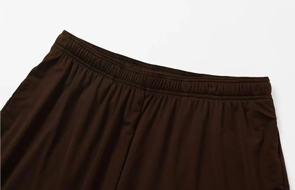 athletic shorts manufacturer dark brown mesh athletic shorts waistband and fabric detail