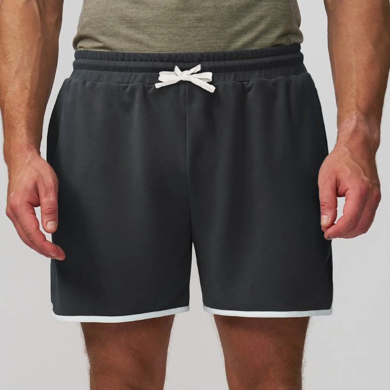 athletic shorts manufacturer dark gray athletic shorts with white trim and drawstring