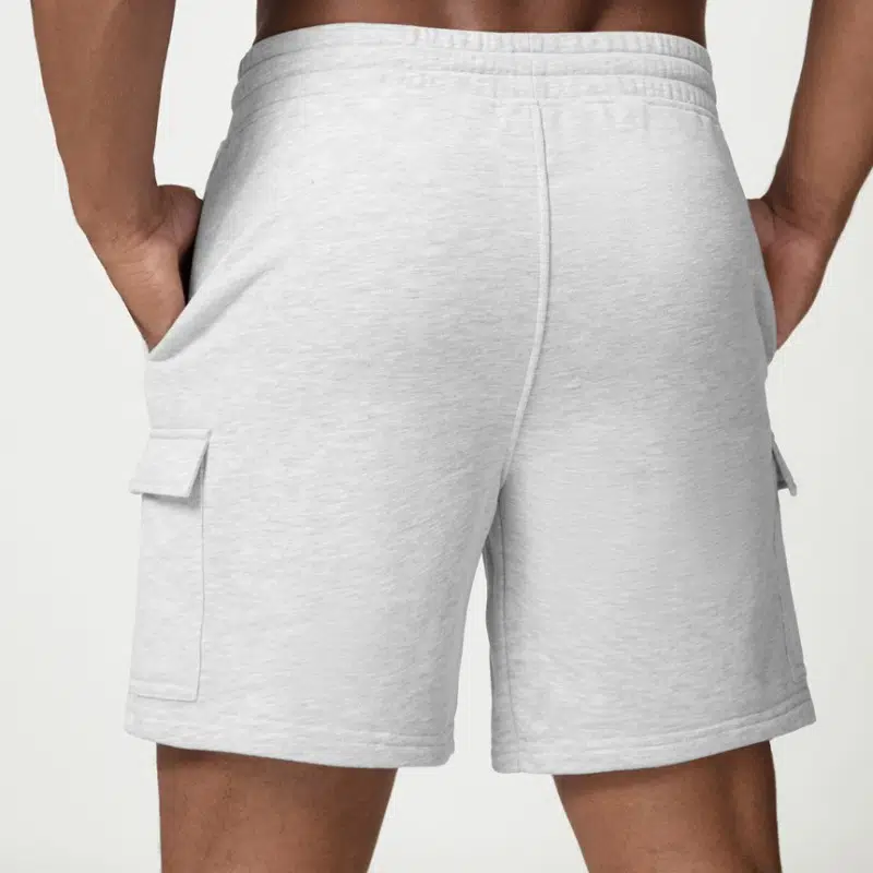 athletic shorts manufacturer heather gray fleece cargo shorts back view