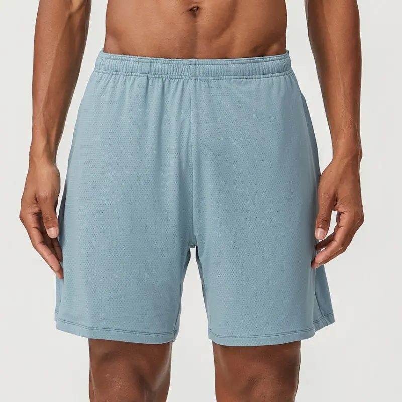 athletic shorts manufacturer light blue mesh athletic shorts with elastic waistband