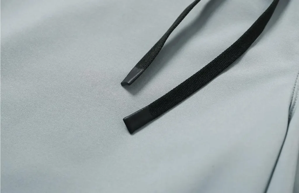 athletic shorts manufacturer light gray athletic shorts drawstring and fabric detail