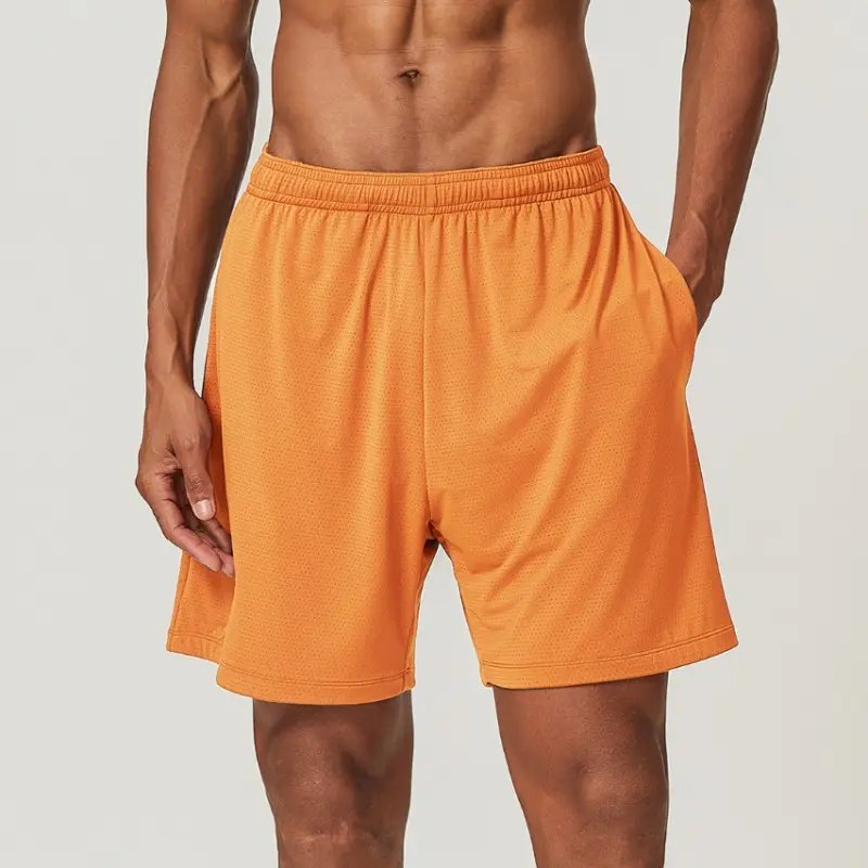 athletic shorts manufacturer orange mesh athletic shorts with side pocket