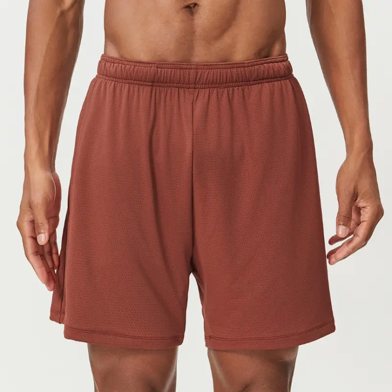 athletic shorts manufacturer rust mesh athletic shorts with elastic waistband