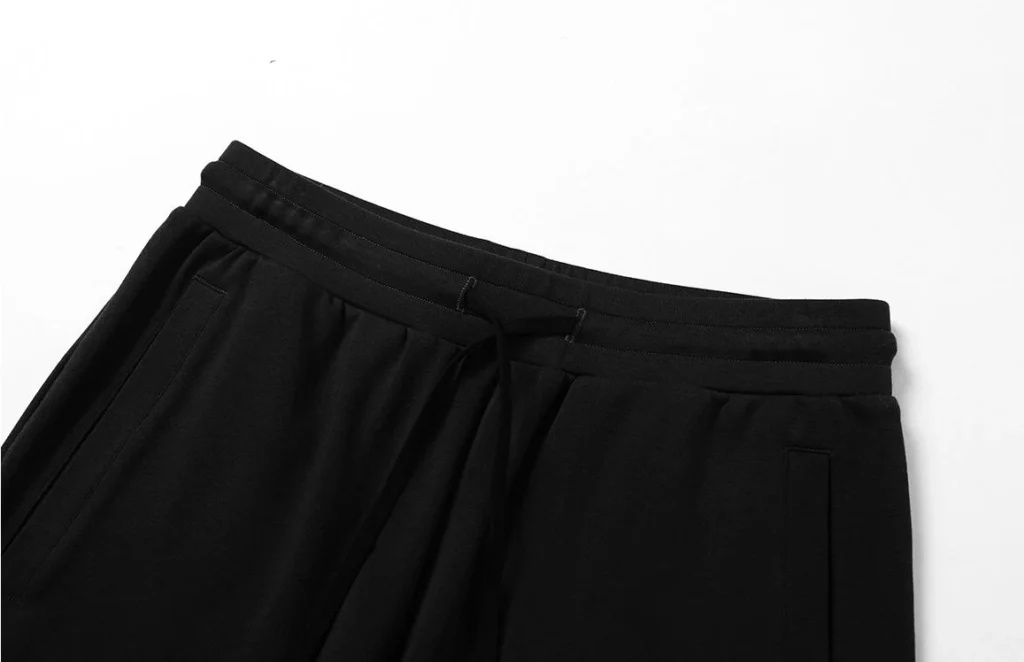 gym shorts manufacturer black cotton gym shorts waistband and pocket detail