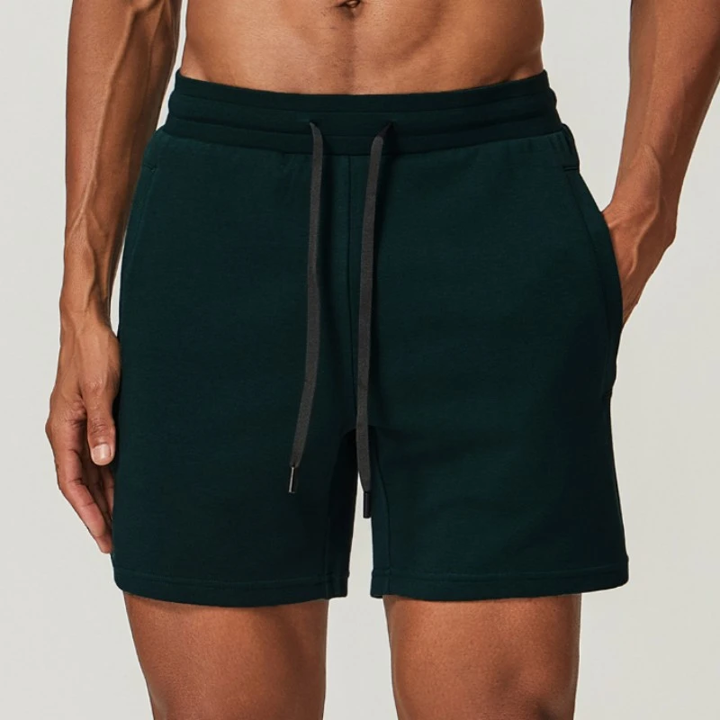 gym shorts manufacturer dark green cotton gym shorts with drawstring