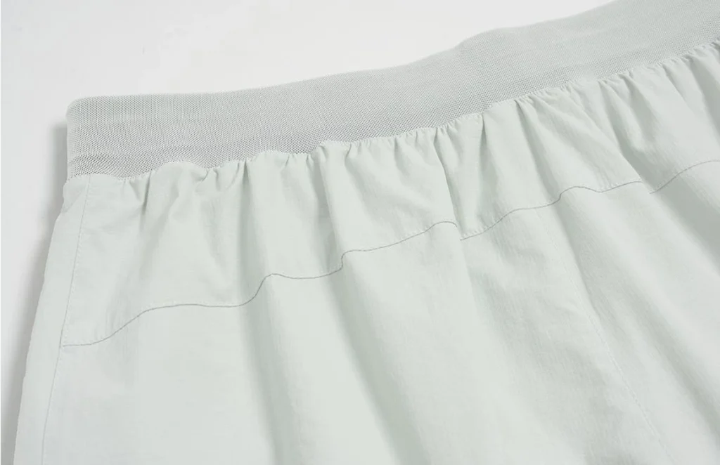 gym shorts manufacturer light gray eco-friendly gym shorts back waistband detail