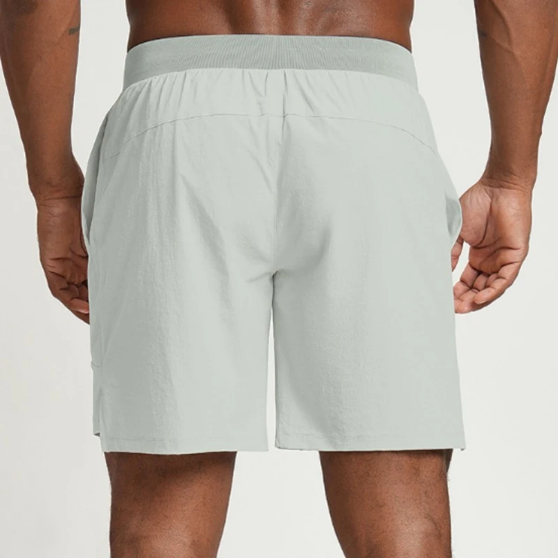 gym shorts manufacturer light gray eco-friendly gym shorts back view