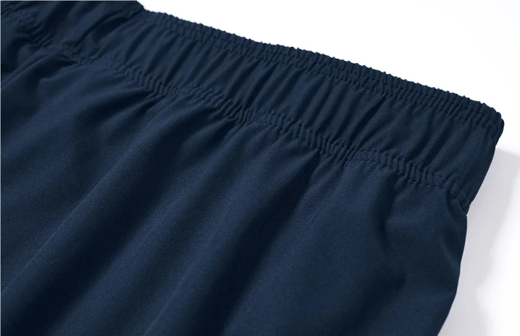 gym shorts manufacturer navy 2-in-1 gym shorts back waistband detail
