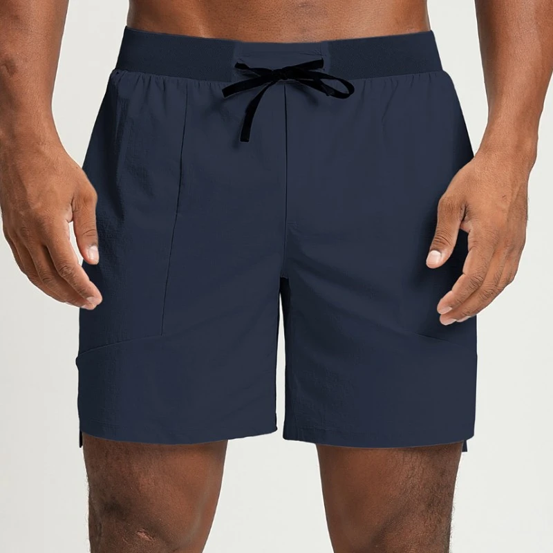 gym shorts manufacturer navy eco-friendly quick-dry gym shorts with drawstring
