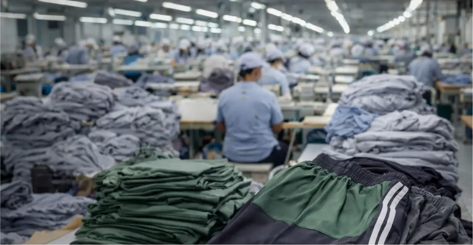 Custom gym shorts manufacturer factory production line