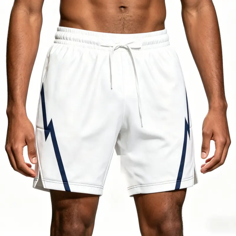 Men white lightning sport shorts product sample