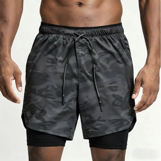 Front view Custom 2-in-1 Gym & Running Shorts Manufacturer EWO