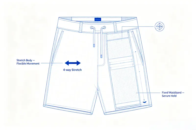 4 way stretch board shorts fixed waistband 4 way stretch board shorts fixed waistband