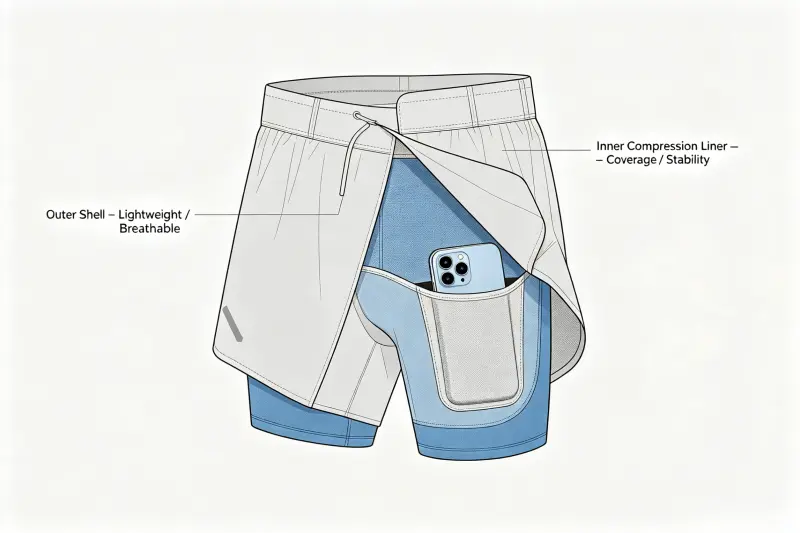 2 in 1 running shorts structure 2 in 1 running shorts structure