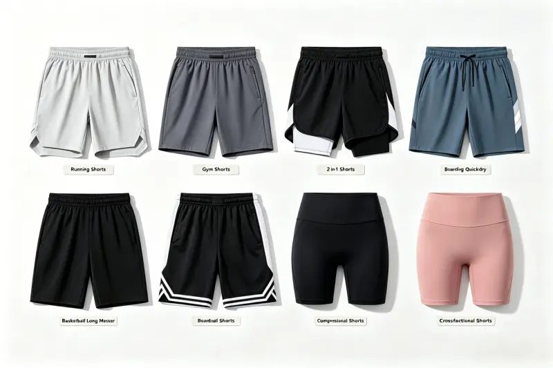 8 Styles of Athletic Shorts A collection of different styles of athletic shorts