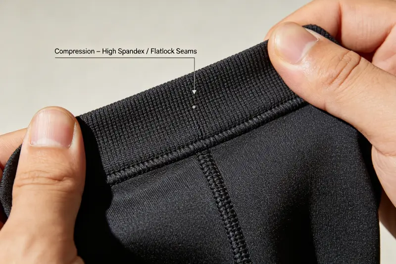 Compression Shorts Details A close-up on the tight-knit fabric of compression shorts