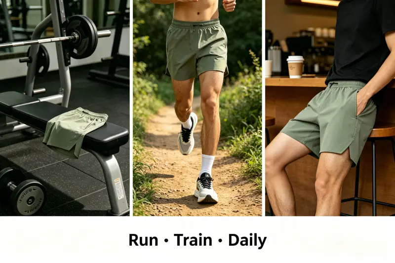 Cross-Functional Shorts A versatile pair of shorts shown in different settings