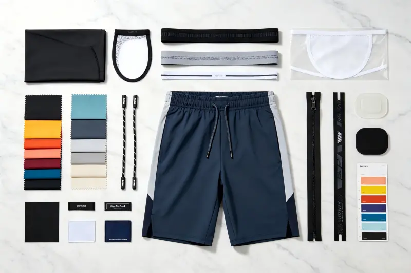 gym shorts fabric trims waistband liner