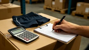 Gym shorts manufacturer checking order cost and production details