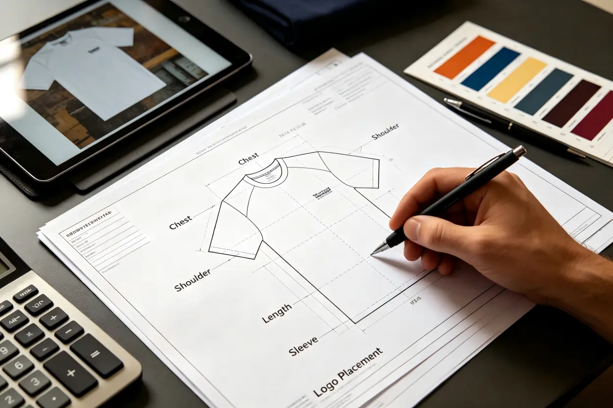 Performance T-Shirt Manufacturing reference image and tech pack details